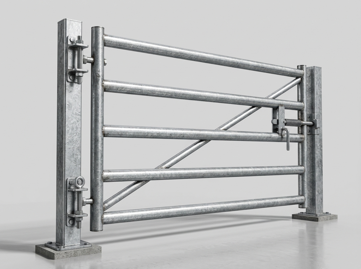 150x150 cm Sıcak Daldırma Galvanizli Kompakt Hayvan Kapısı - 3D Render