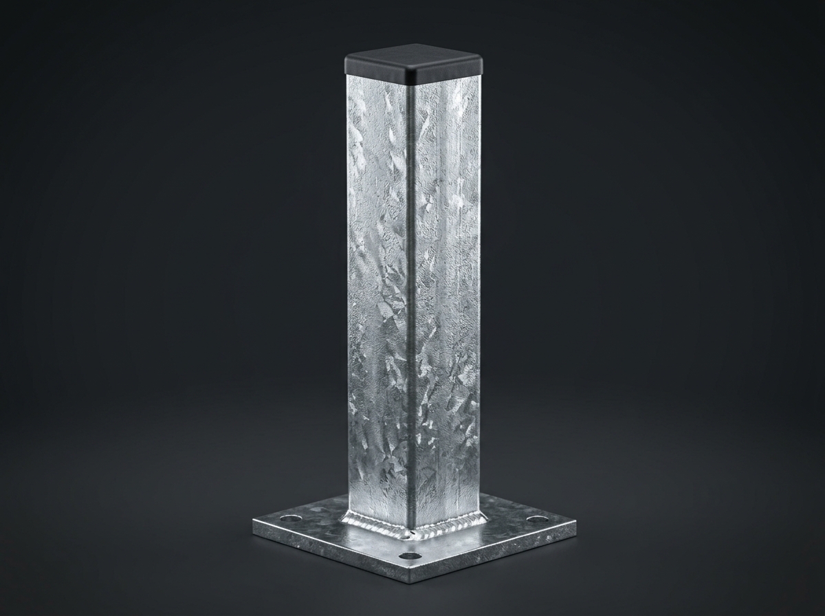 70x70x2.5 mm Küçükbaş Flanşlı / Pimli Taşıyıcı Dikme Direği - 3D Render